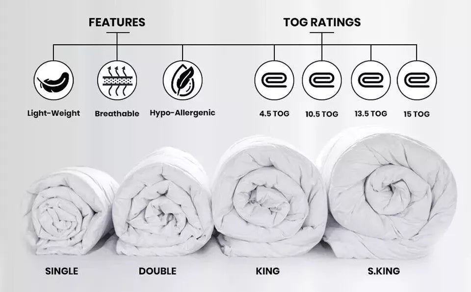 Premium Hotel Quality Duvet Deep Sleep Quilt 4.5 10.5 13.5 15 Tog All UK Sizes - seventhstitch