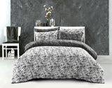 Printed Duvet Cover Black Bedding Set with Pillowcases Grey Reversible Double King Super King UK Size Quilt Covers - seventhstitch