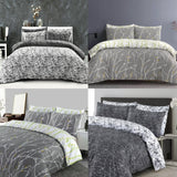 Printed Duvet Cover Black Bedding Set with Pillowcases Grey Reversible Double King Super King UK Size Quilt Covers - seventhstitch