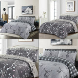 Printed Duvet Cover Grey Bedding Set with Pillowcases Reversible Double King Super King UK Size Quilt Covers - seventhstitch