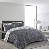 Printed Duvet Cover Black Bedding Set with Pillowcases Grey Reversible Double King Super King UK Size Quilt Covers - seventhstitch