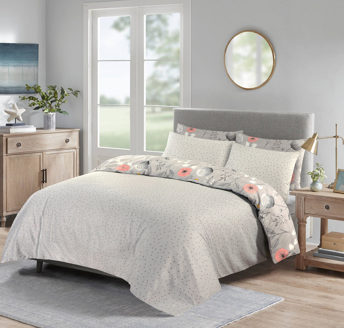 Luxury White Bedding Sets Reversible Grey Duvet Covers Double King Sup