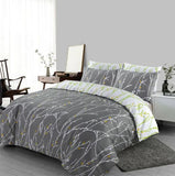 Printed Duvet Cover Black Bedding Set with Pillowcases Grey Reversible Double King Super King UK Size Quilt Covers - seventhstitch