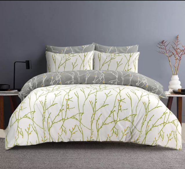 Printed Duvet Cover Black Bedding Set with Pillowcases Grey Reversible Double King Super King UK Size Quilt Covers - seventhstitch