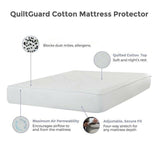 Luxury Quilted Mattress Protector 100% Cotton Fitted Bed Cover All UK Sizes 30cm and 40cm Extra Deep - seventhstitch