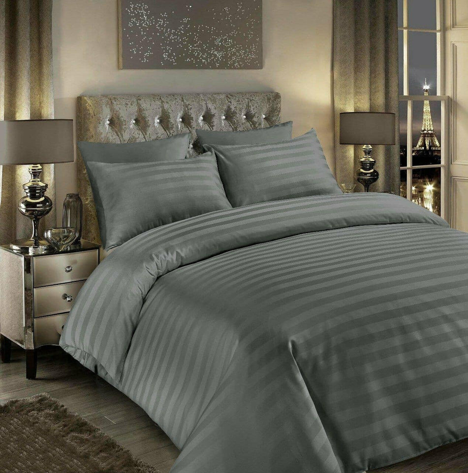 400TC DUVET COVER SET 100% EGYPTIAN COTTON DOUBLE SUPER KING SIZE BEDDING WHITE GREY - seventhstitch