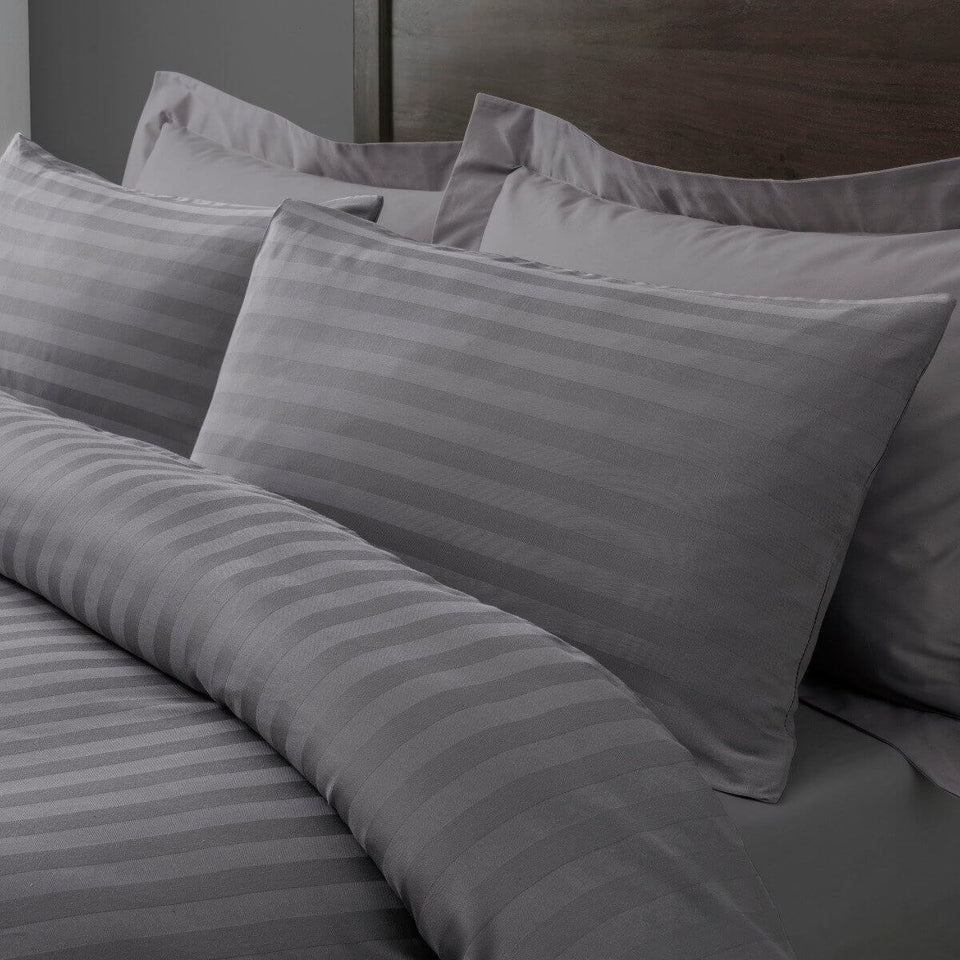400TC DUVET COVER SET 100% EGYPTIAN COTTON DOUBLE SUPER KING SIZE BEDDING WHITE GREY - seventhstitch