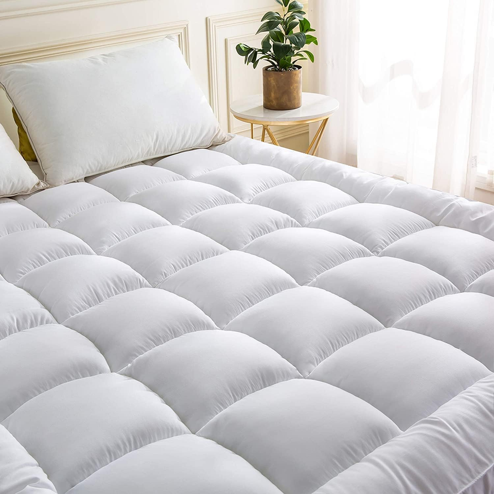10cm/4inch Deep Microfiber Mattress Topper Hotel Quality Thick Padded  Mattress Protector All UK Bed Size 