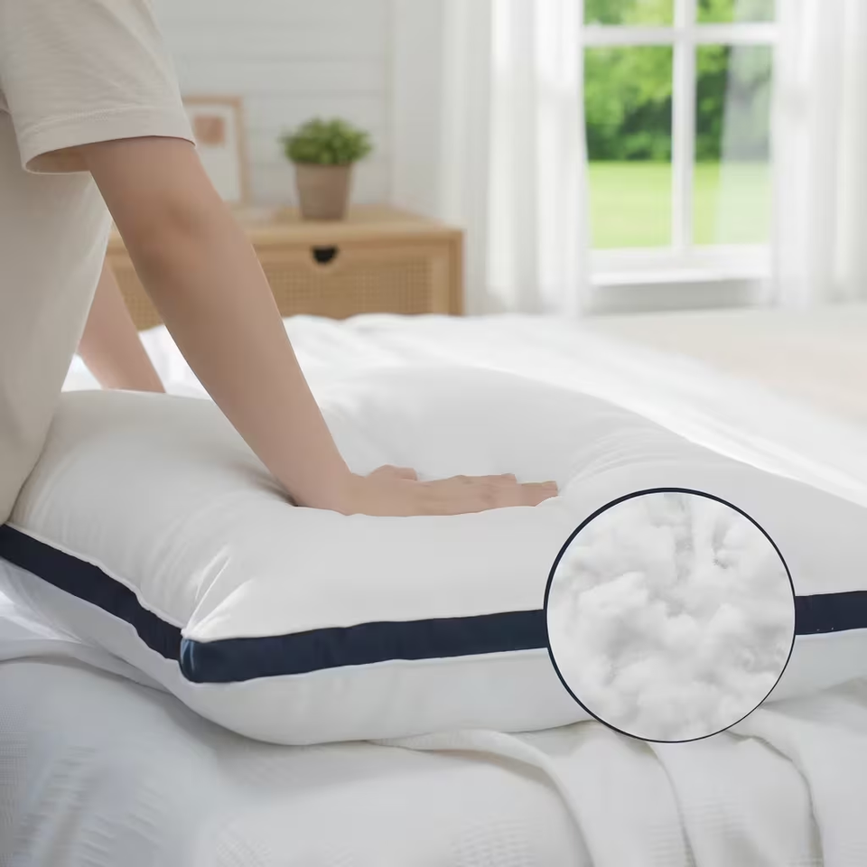 Luxury Pillow 2 Pack Hotel Quality Quilted Bed Pillows Soft Down Alternative Filled Best for Side, Stomach and Back Sleeper - seventhstitch