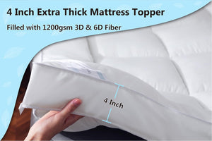 Mattress Topper Extra Deep Filling 10cm Thick Quilted Fluffy Single Double King SuperKing Size - seventhstitch