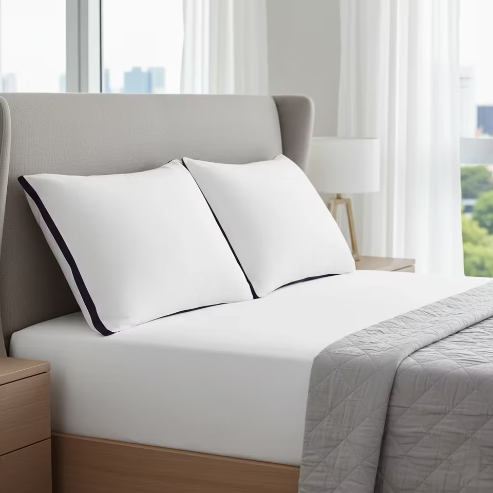 Luxury Pillow 2 Pack Hotel Quality Quilted Bed Pillows Soft Down Alternative Filled Best for Side, Stomach and Back Sleeper - seventhstitch