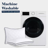 Luxury Pillow 2 Pack Hotel Quality Quilted Bed Pillows Soft Down Alternative Filled Best for Side, Stomach and Back Sleeper - seventhstitch