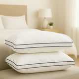 Luxury Pillow 2 Pack Hotel Quality Quilted Bed Pillows Soft Down Alternative Filled Best for Side, Stomach and Back Sleeper - seventhstitch