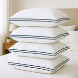 Luxury Pillow 2 Pack Hotel Quality Quilted Bed Pillows Soft Down Alternative Filled Best for Side, Stomach and Back Sleeper - seventhstitch