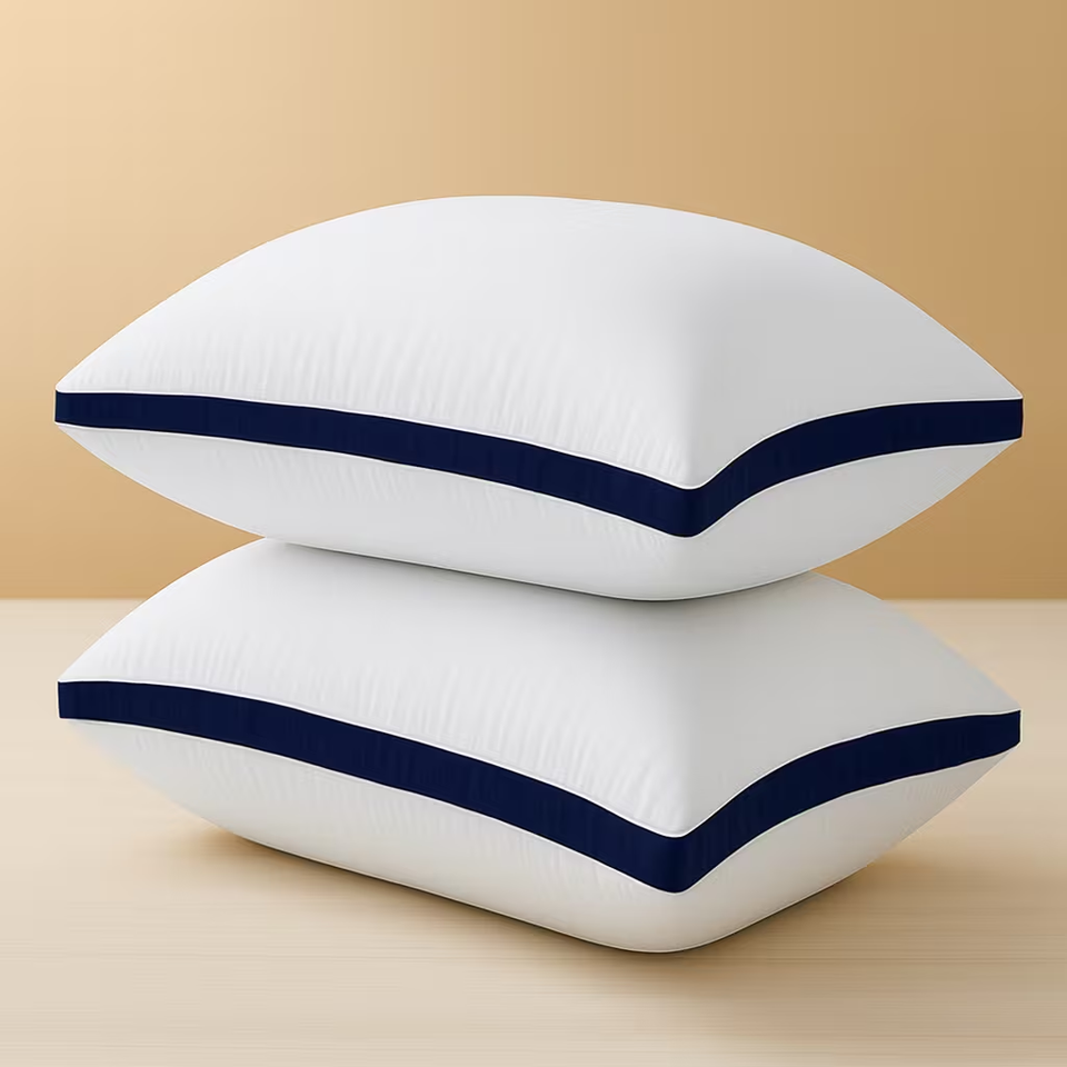 Luxury Pillow 2 Pack Hotel Quality Quilted Bed Pillows Soft Down Alternative Filled Best for Side, Stomach and Back Sleeper - seventhstitch
