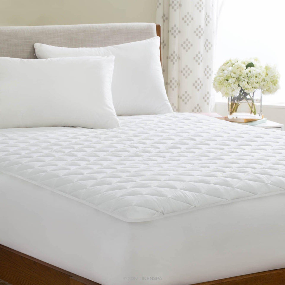 Luxury Quilted Mattress Protector 100% Cotton Fitted Bed Cover All UK Sizes 30cm and 40cm Extra Deep - seventhstitch