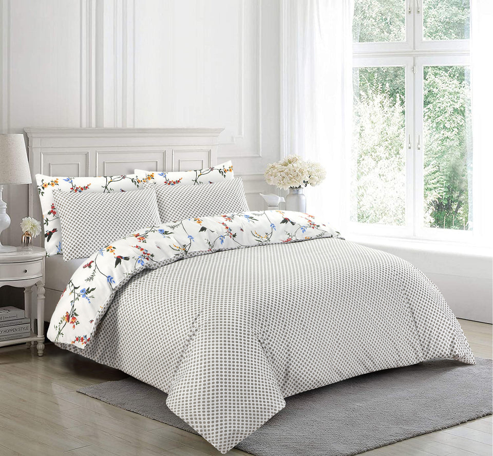 Printed Bedding Sets 100% Cotton 200 Thread Count Reversible Print Duvet Covers Set - seventhstitch