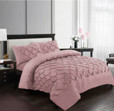 Pinch Pleated Duvet Cover Set Soft 100% Microfiber Pintuck Bedding Sets with Pillowcases - seventhstitch