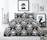 Skull Duvet Cover set 100% Cotton Gothic Bedding Sets Double King Super King Size Black Quilt Covers - seventhstitch