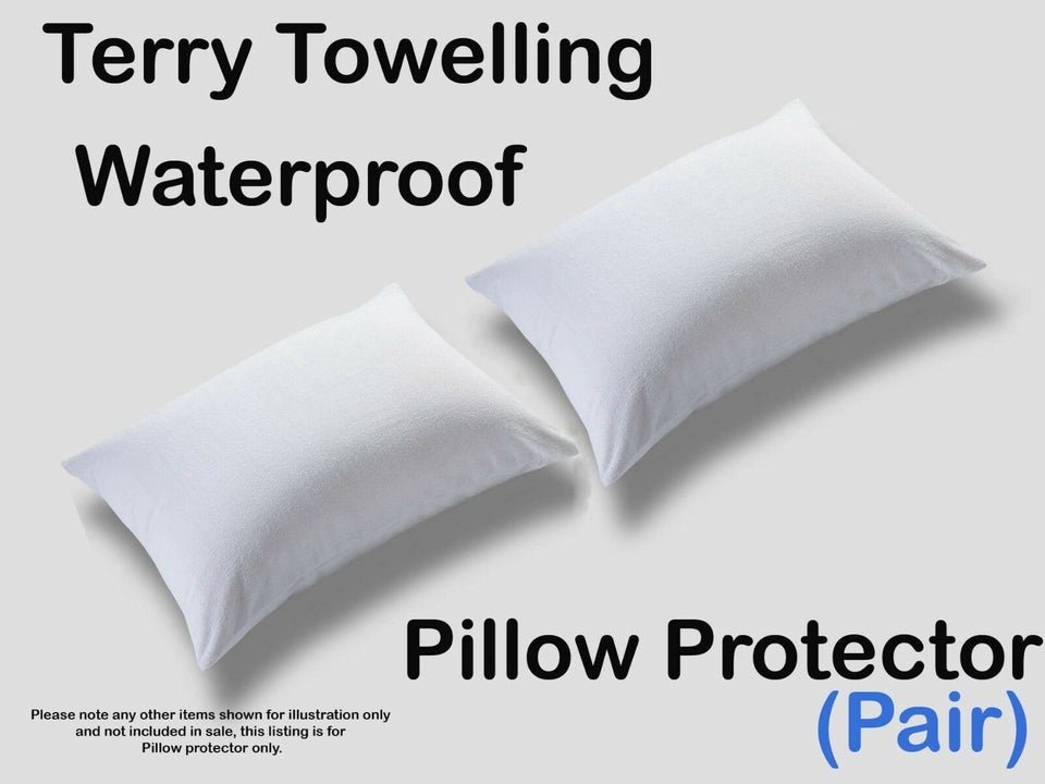 Pack of 2 Waterproof Quilted Pillow Protectors 100% Cotton - seventhstitch
