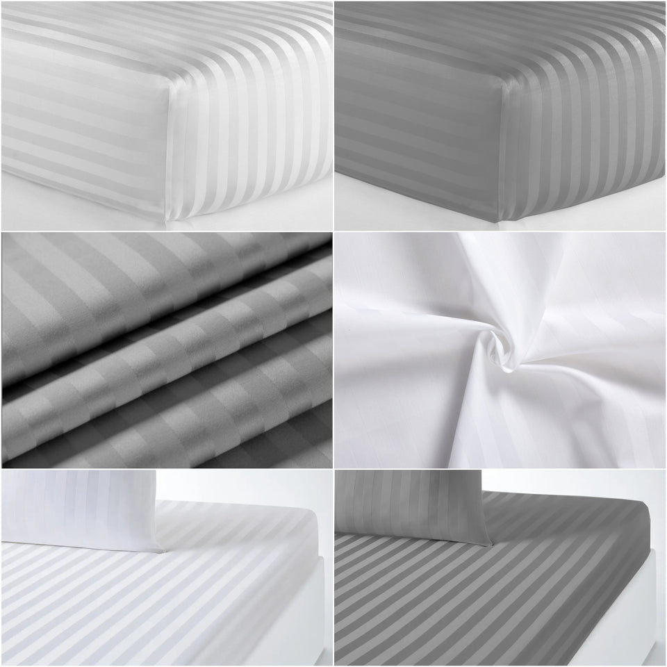 600 THREAD COUNT STRIPE EXTRA DEEP FITTED SHEET 100% EGYPTIAN COTTON DOUBLE KING - seventhstitch