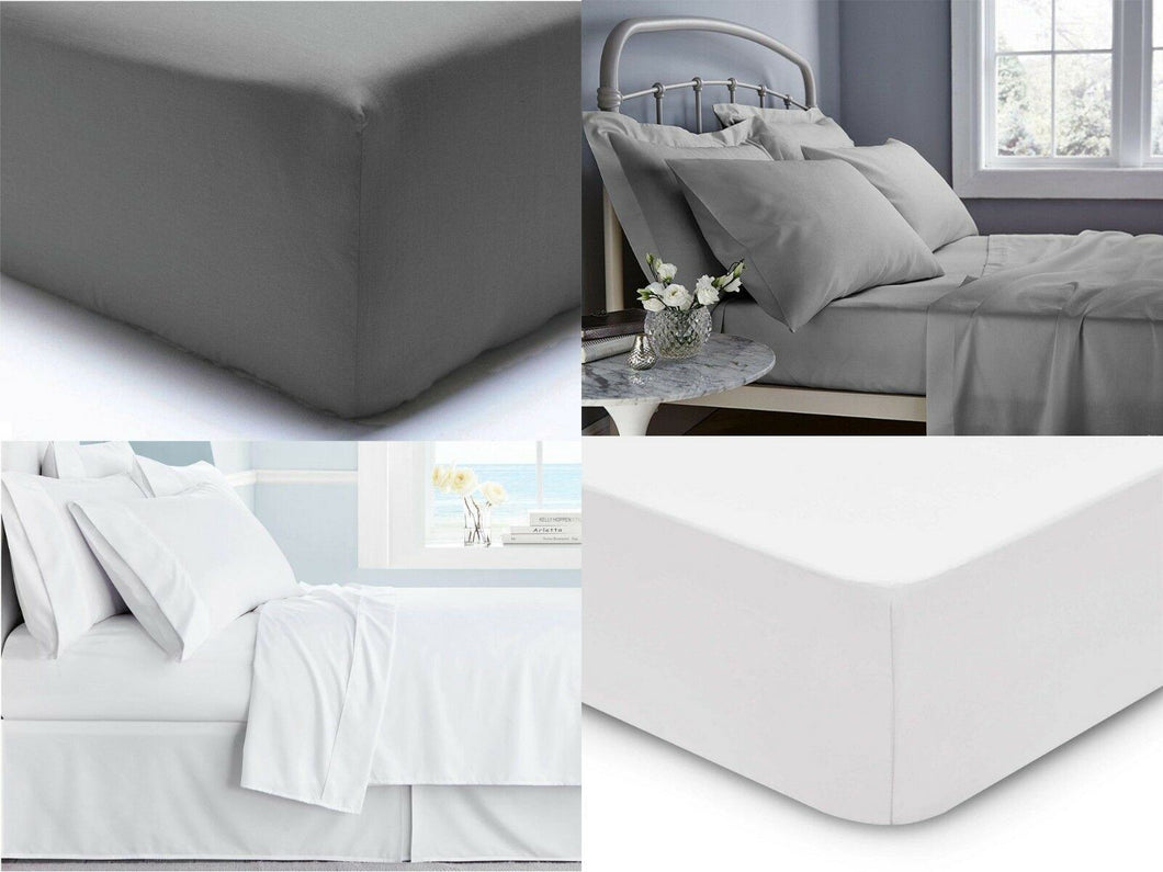 30CM DEEP FITTED SHEET 400 TC THREAD COUNT 100% EGYPTIAN COTTON DOUBLE KING SIZE - seventhstitch