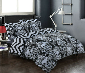 Skull Duvet Cover set 100% Cotton 200 Thread Count Bedding Sets Single Double King Super King Size Quilt Covers - seventhstitch