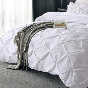 Pintuck Duvet Set 100% Cotton Quilt Cover All UK Sizes Bedding Sets - seventhstitch